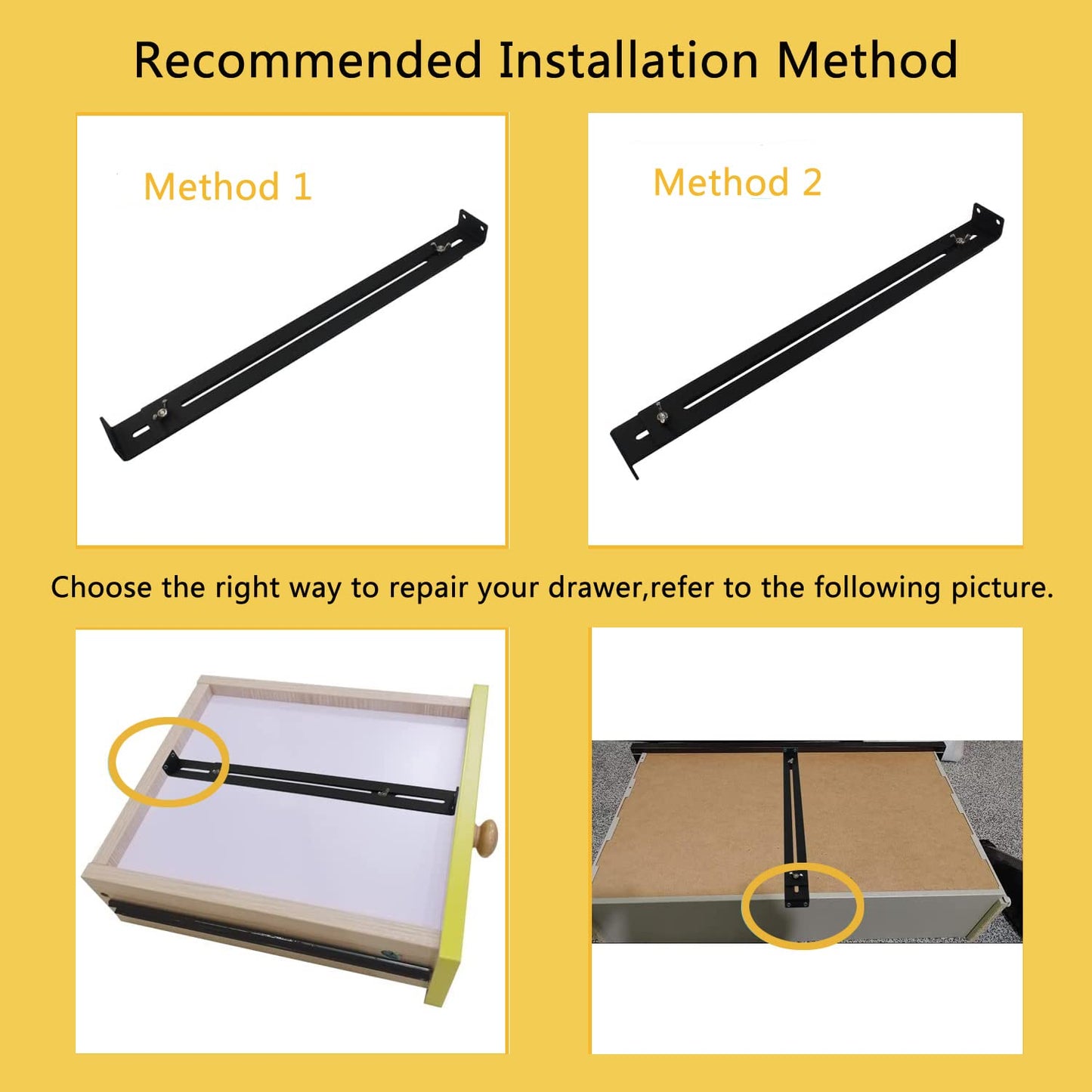 VANROUG Drawer Repair Kit, Furniture Repair Accessory Bracket Middle Mount to Reinforce and Repair Breakage, for Wood/Particleboard/MDF Chest of Drawers - Screws Included