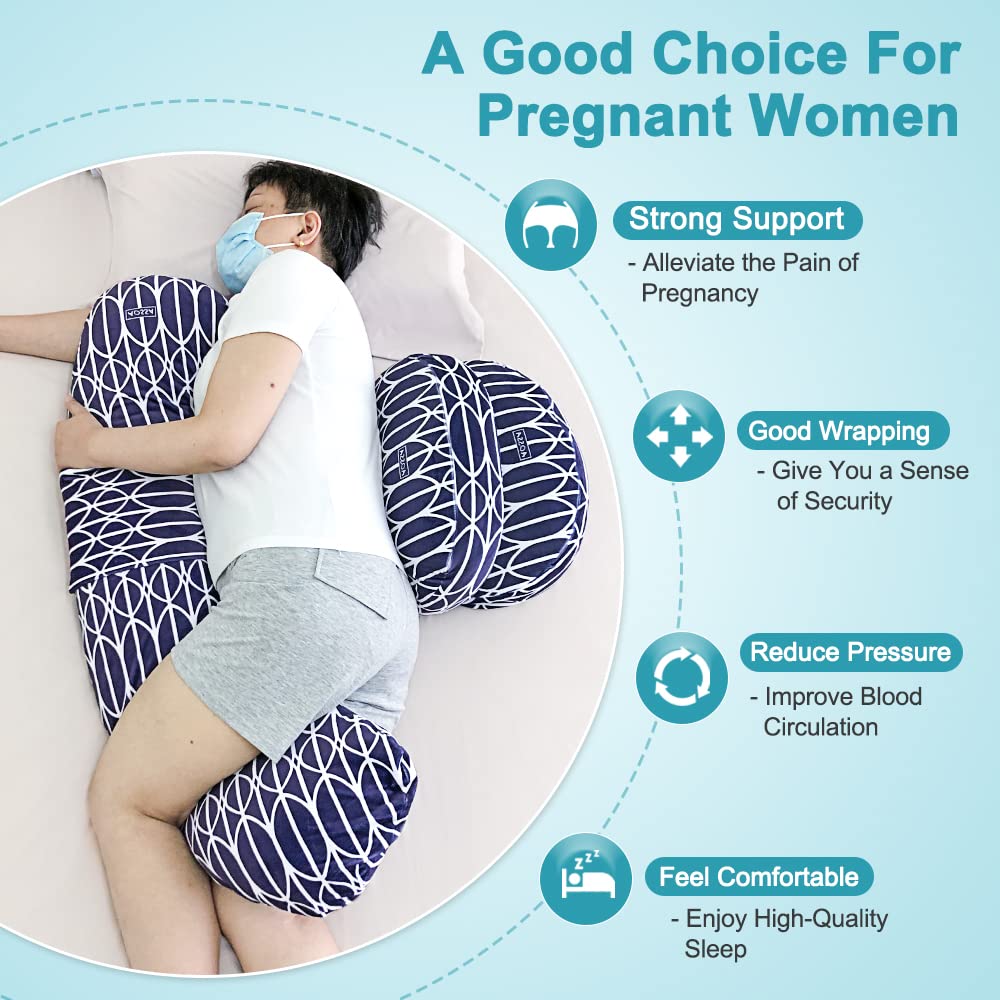 AOSSA BBL Body Pillow After Surgery Large Wedge Pillow for Sleeping Brazillian Butt Lift Recovery Supplies U Shaped Full Body BBL Pillow with Back Support Lumbar Side Sleeper Cushion (Navy Blue)
