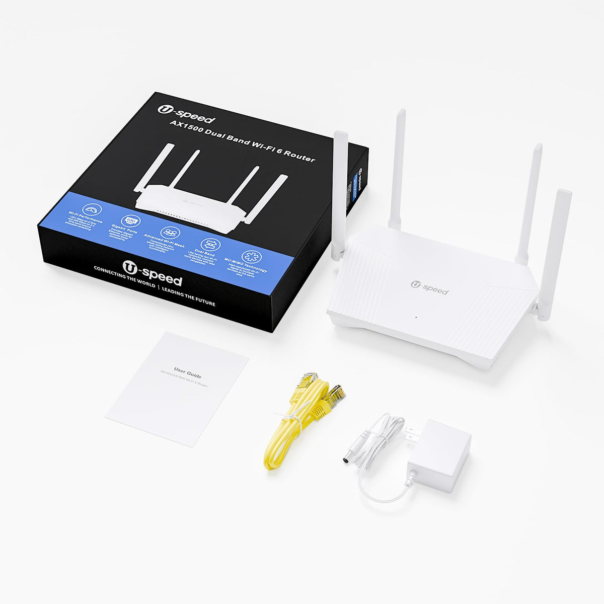 U-SPEED AX1500 WiFi 6 Router Dual Band Wireless Internet Router, Wireless Speed Up to 1.5 Gbps, Full Gigabit Ports, Beamforming, OFDMA, MU-MIMO, Parental Controls, WPA3, EasyMesh