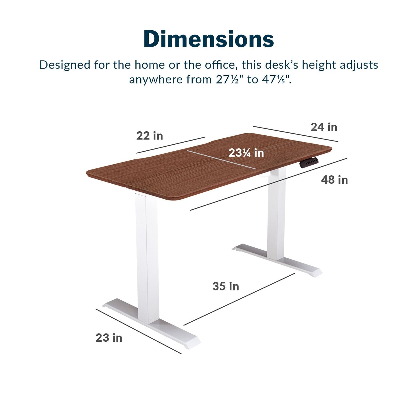 Vari Essential Electric Standing Desk for Home Office – 48x24 Sit-Stand VariDesk, 4 Memory Height Presets, 2-Piece Laminate Wood Top, Sturdy T-Style Legs, Supports 150 Lbs + Easy Assembly (Hazel Wood)
