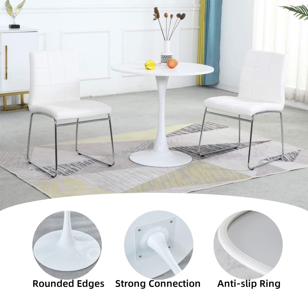 Round Dining Table White with Pedestal Base,31.5" Modern Tulip Dining Room Table for 1-4 People,Pedestal Dining Table with Round Top for Kitchen Living Room (Tulip Dining Table White)