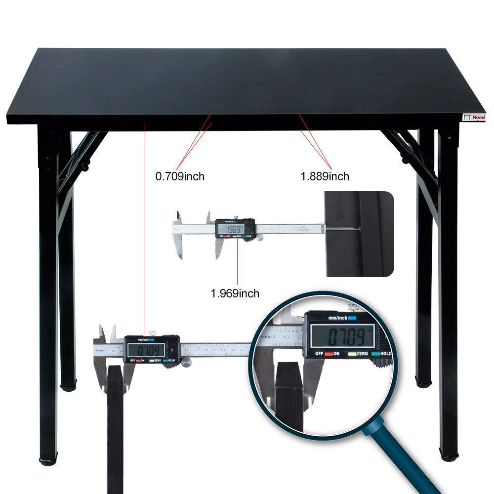 Need Folding Desk - 31 1/2" No Assembly Foldable Small Computer Table,Sturdy and Heavy Duty Writing Desk for Small Spaces, Black&Black Frame
