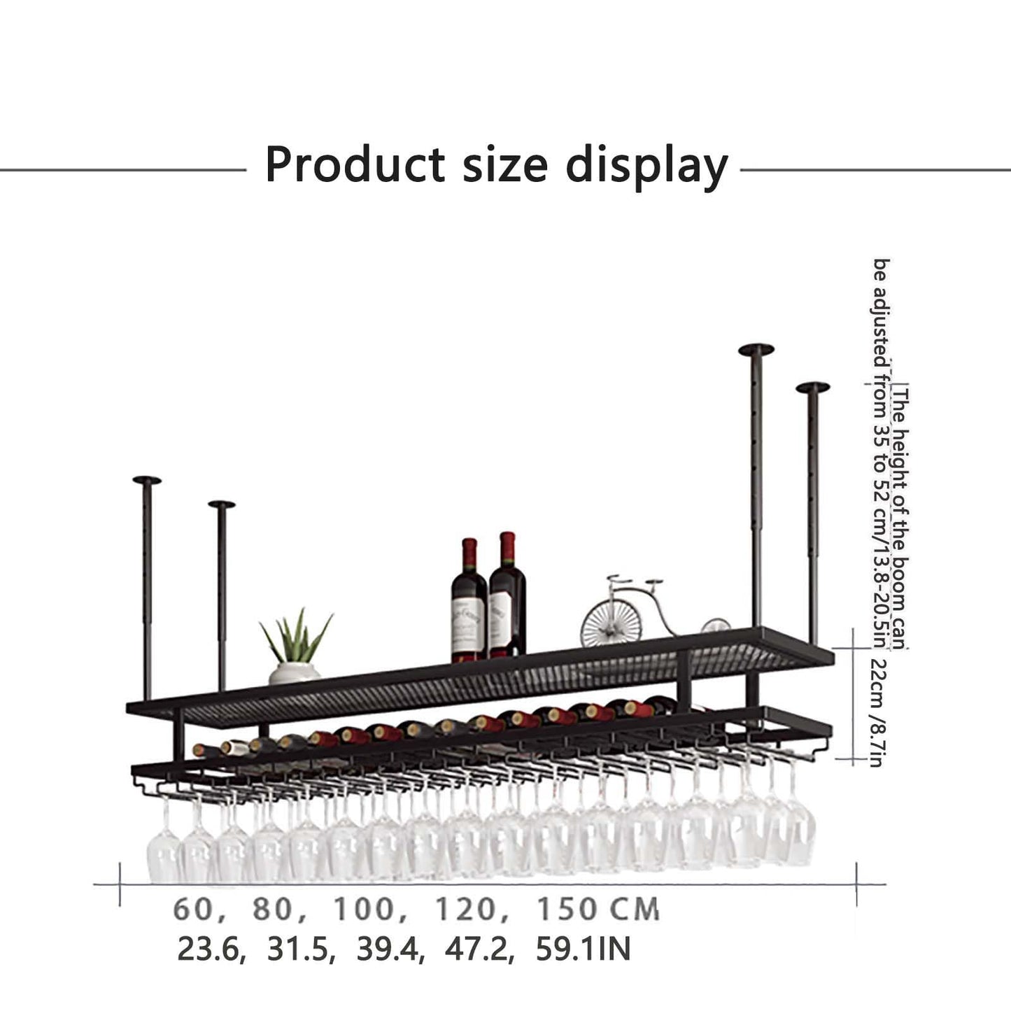 Vintage Industrial 2 Layer Shelf with Wine Bottle and Glass Rack Modern Metal Wine Holder for Bar Cafe Kitchen Ideal for Commercial Use in Restaurants Pantry and Wine Cellars