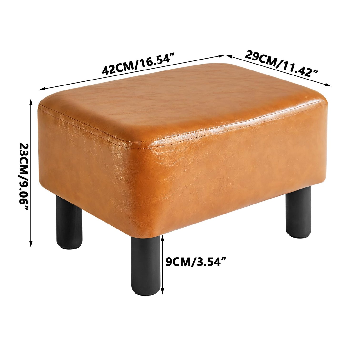 IBUYKE Small Foot Rest Ottoman, PU Faux Leather Rectangle Foot Stool with Non-Skid Plastic Legs, Small Footstool for Couch, Desk, Office RF-BD217