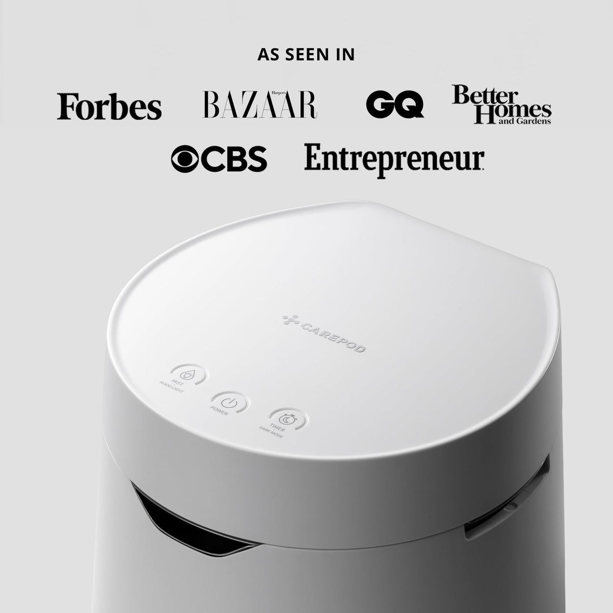 Carepod One Plus with Stand - Stainless Steel Humidifier for Large Room with Mood Light, Quiet & Safe for Baby, Only 3 Washable Parts, Easy to Clean Ultrasonic Cool Mist Humidifiers for 30Hrs, 1Gal/4L