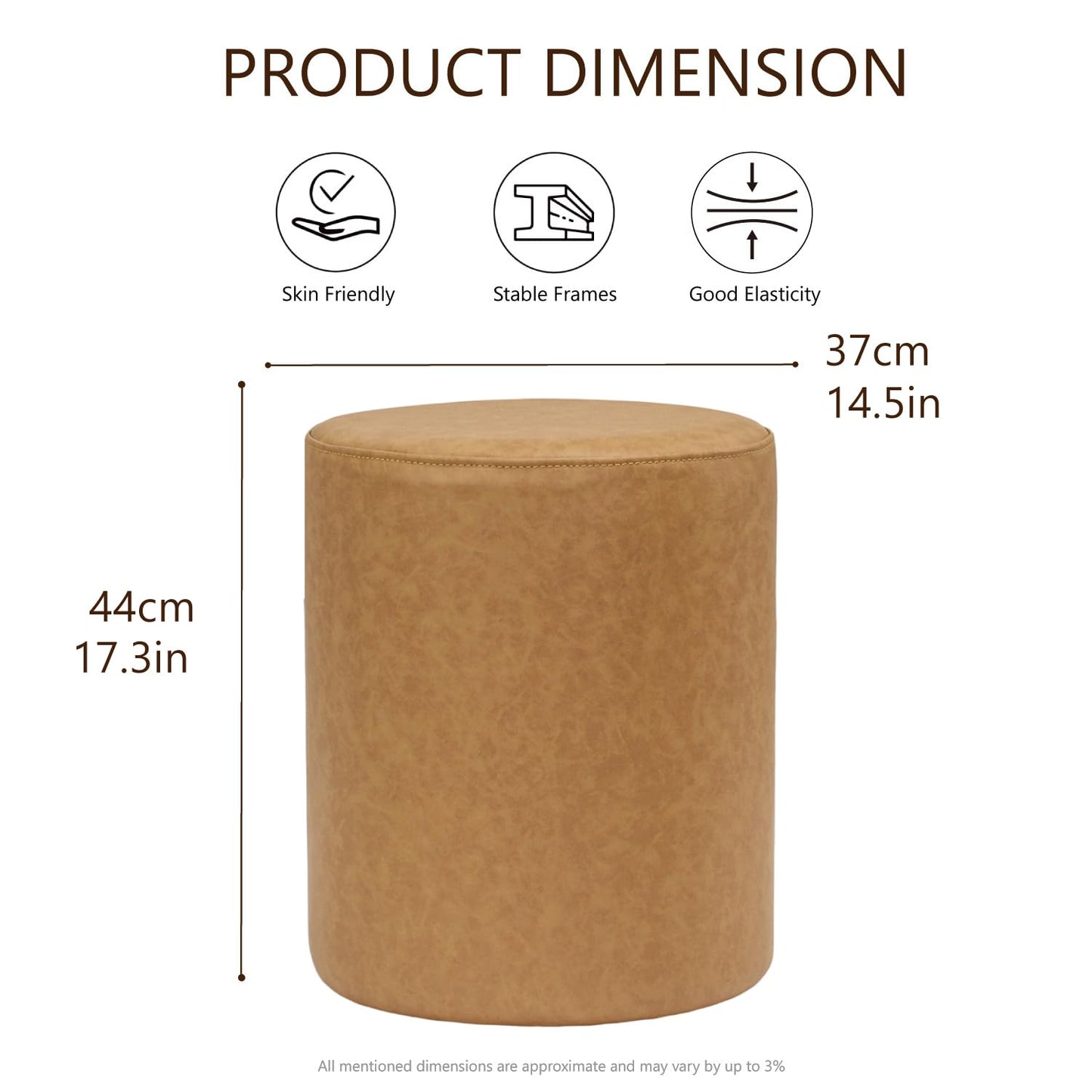 Get Set Style Modern Round Ottoman with Soft Padded Seat, Multifunctional Vanity Stool for Makeup, Upholstered Footrest Stool Ottoman Foot Stool for Living Room, Bedroom