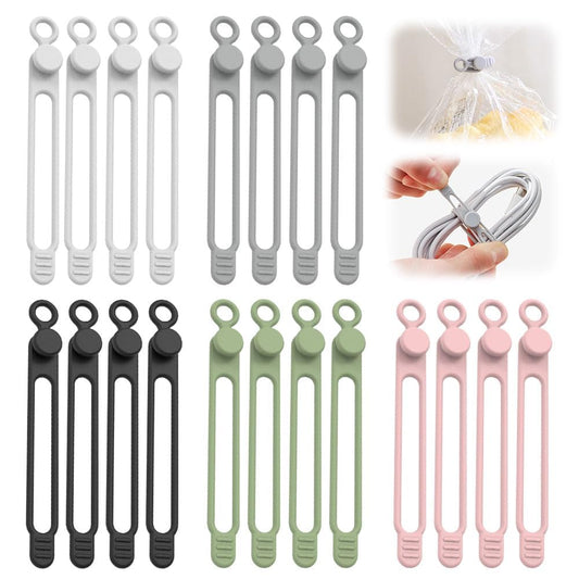 20Pcs Silicone Cable Ties, 2026 New Data Cable Organizer, Silicone Cable Ties Cable Management Organizer, Cable Management for Fastening Charger Home Office Desk Kitchen Appliances Cords Wires (20)