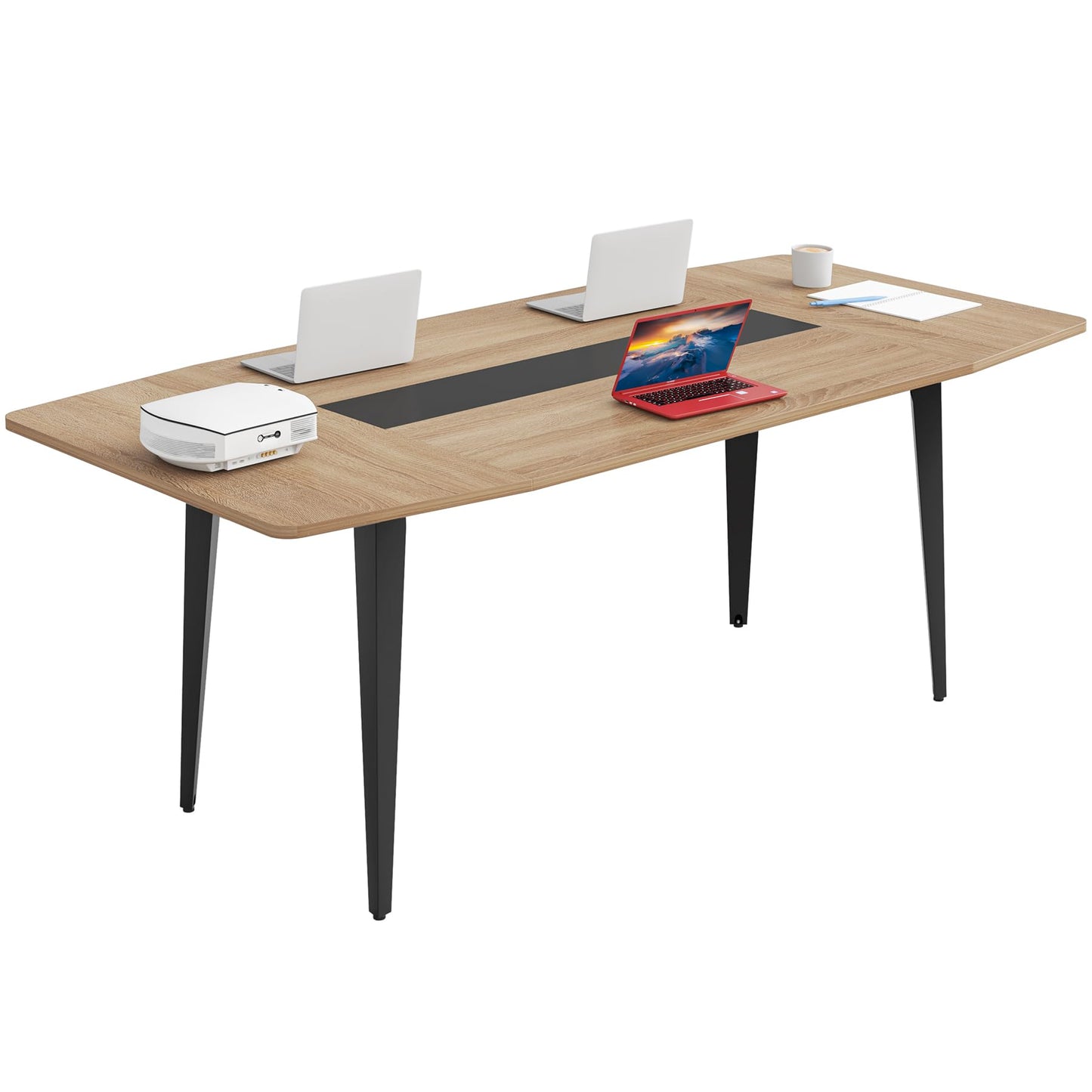 Tribesigns 6FT Conference Table, 70.86L x 35.43W x 29.52H Inches Boat Shaped Meeting Table, Modern Seminar Table for Office Meeting Conference Room (Light Wood Grain, 6ft)