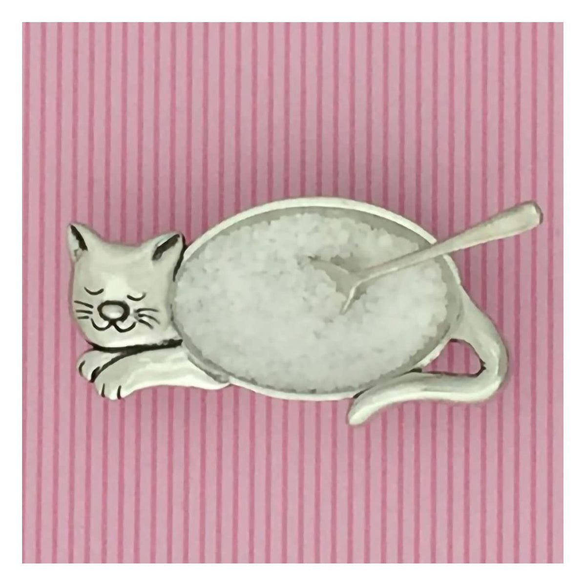 Basic Spirit Cat Salt Bowl with Spoon Pewter Cellar Container for Spices Snacks Side Dishes Pet Animal Lover Gift