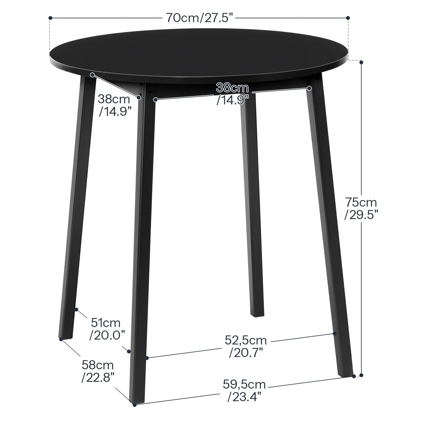 HOOBRO Bamboo Dining Table, Round Dining Table for 2, 27.5" Kitchen Table for Small Space, Writing Table, Easy to Assemble, for Dining Room, Living Room, Office, Kitchen, Apartment, Black BK71CZ01G1