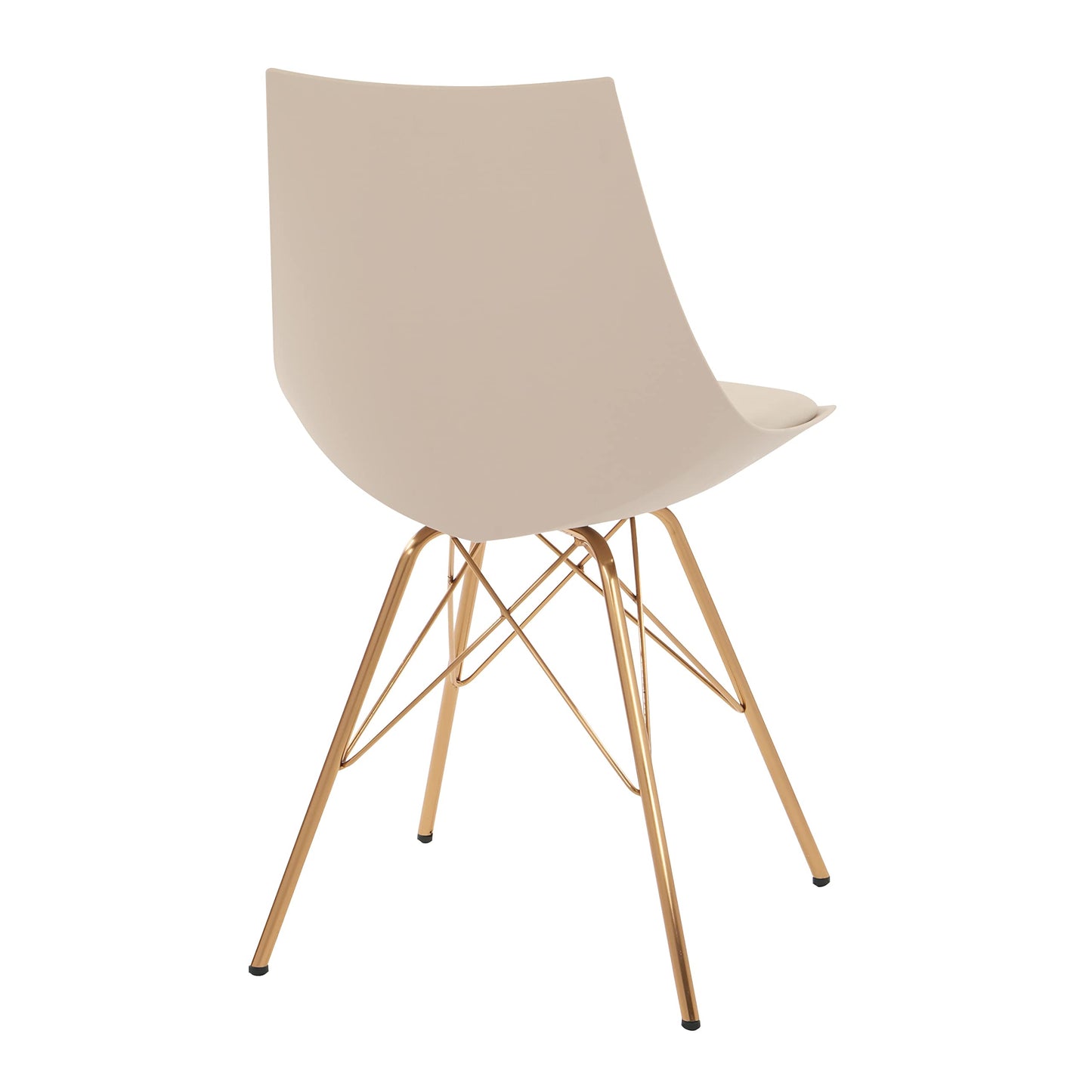 OSP Home Furnishings Oakley Mid-Century Modern Bucket Chair,Faux Leather, Cream