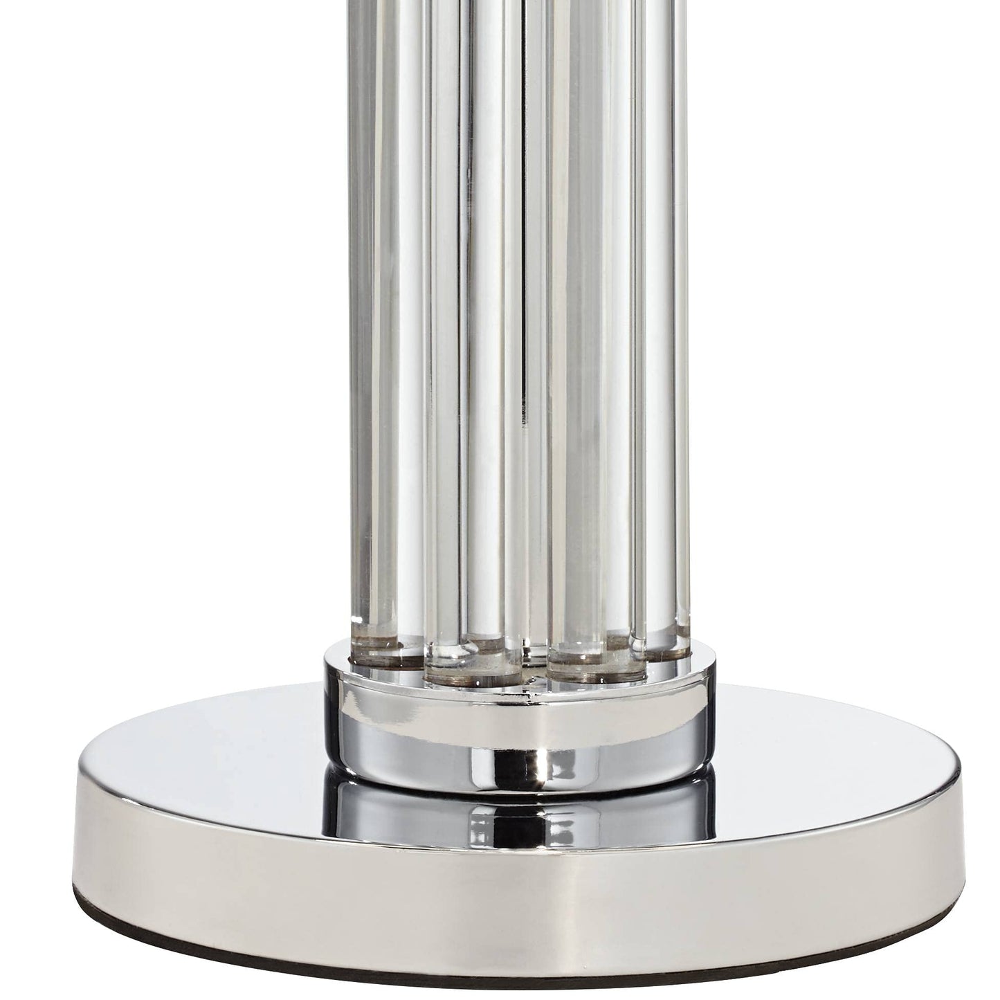 Possini Euro Design Cadence 30" Tall Glass Column Large Modern Glam End Table Lamps Set of 2 Pull Chain Clear Living Room Bedroom Bedside Nightstand House Office Home Reading Kitchen White Shade