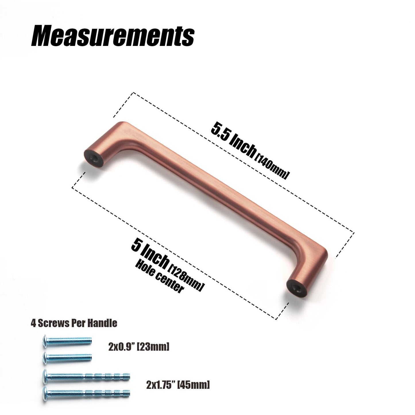 Goo-Ki Brushed Copper Cabinet Pulls with 5''Hole Centers,Modern Style Zinc Alloy Cabinet Handles for Dresser,Wardrobe,Cupboard- 6 Pack