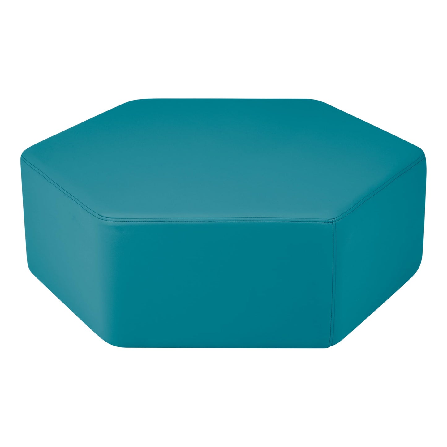 FDP Pro Series Hexagon Accent Ottoman (12" Height) Hand Upholstered Commercial Furniture for Hotel Lobby, Office, Restaurant, Home and More Collaborative and Configurable Seating - Teal