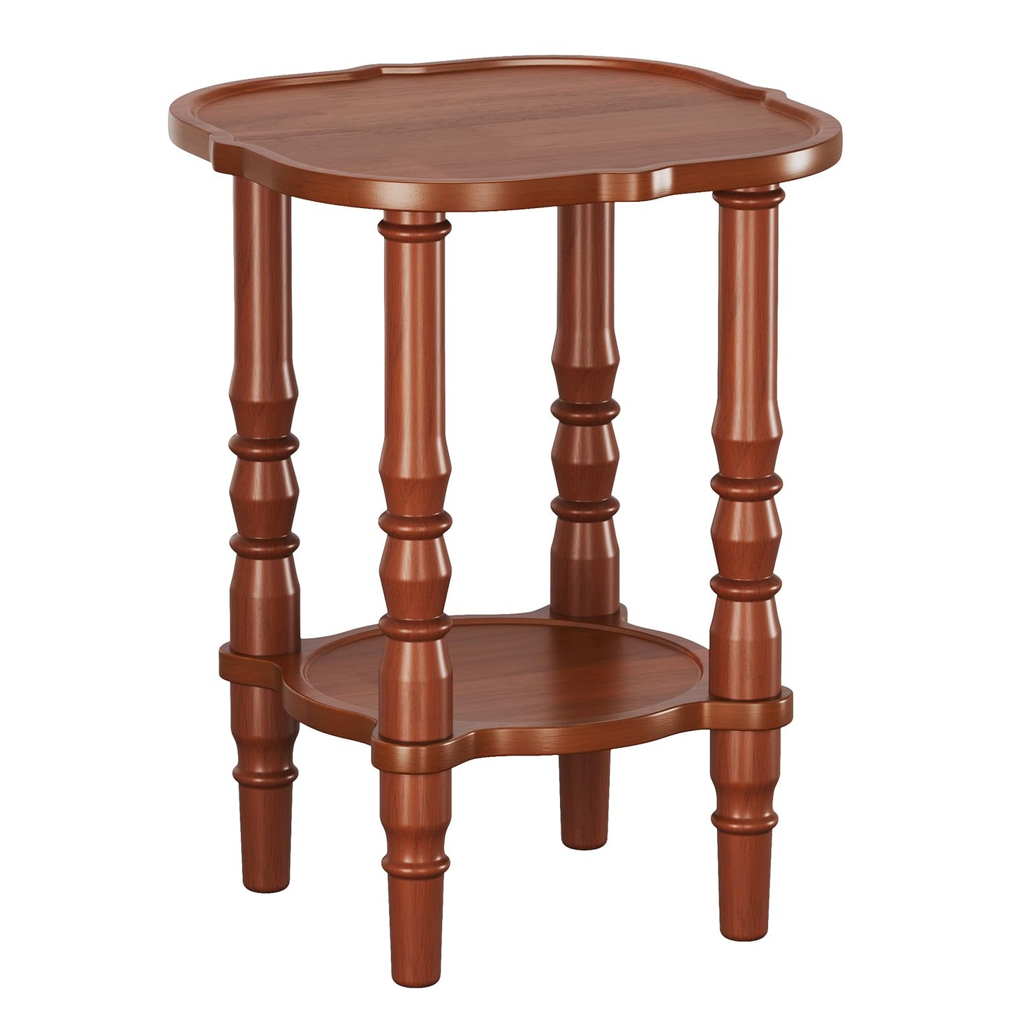 PlushVibes Solid Wood End Table Living Room - 21.7" H Small Narrow Square End Table Wooden, Dark Real Wood Vintage Antique Brown Side Bedside Table Nightstand for Small Spaces with Open Storage Shelf