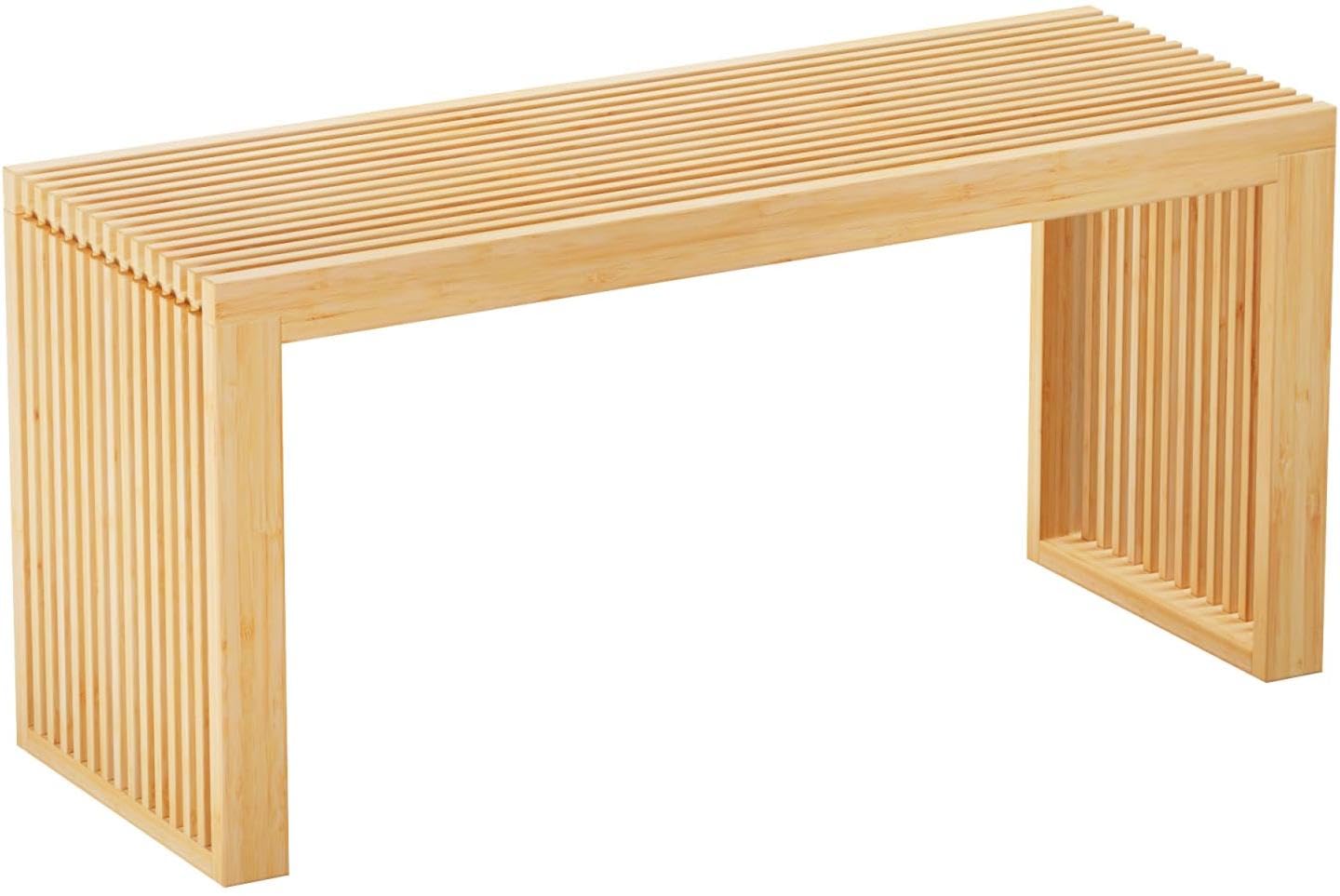 APRTAT Bamboo Outdoor Bench 35 inch Waterproof Shower Bench Farmhouse Decor Indoor Kitchen Table Bench, Entryway Shoe Rack Bench for Living Room, Hallway, Bedroom, Bathroom