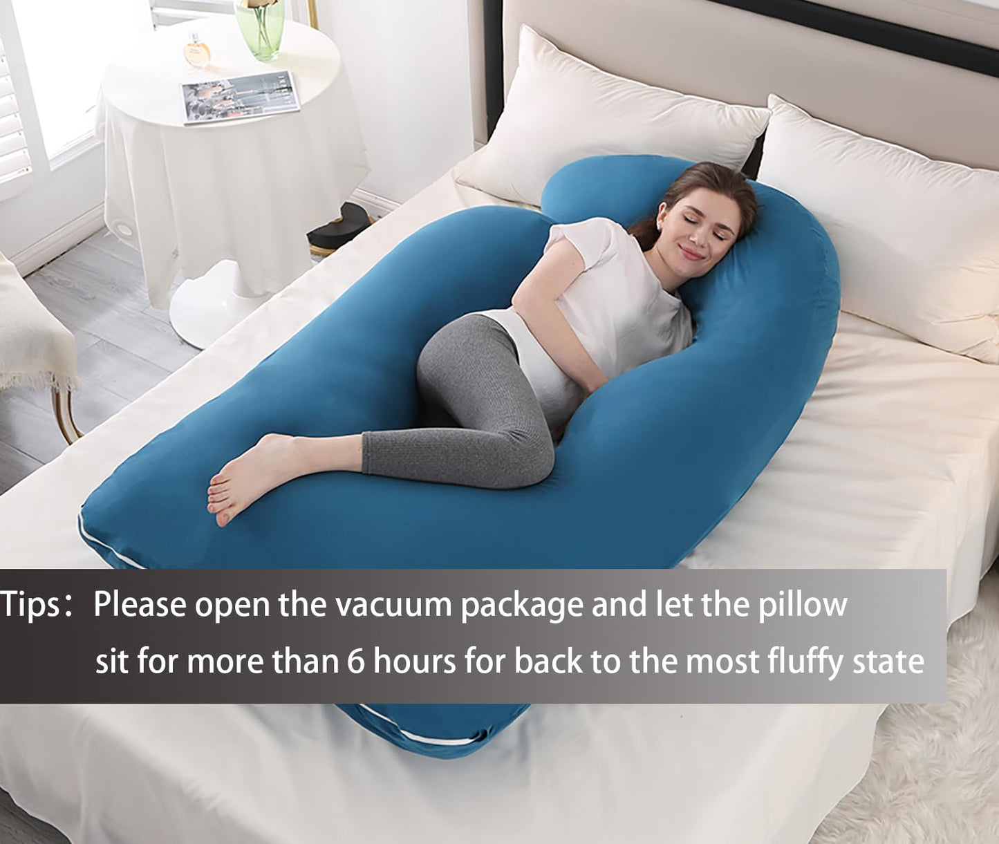 Jcickt Pregnancy Pillow for Sleeping,59 inch Maternity Pillow with Removable Washable Cover,J-Shaped Full Body Pregnant Pillow -Support for Backs,Legs, Belly, HIPS, Improve Sleep-Dark Blue