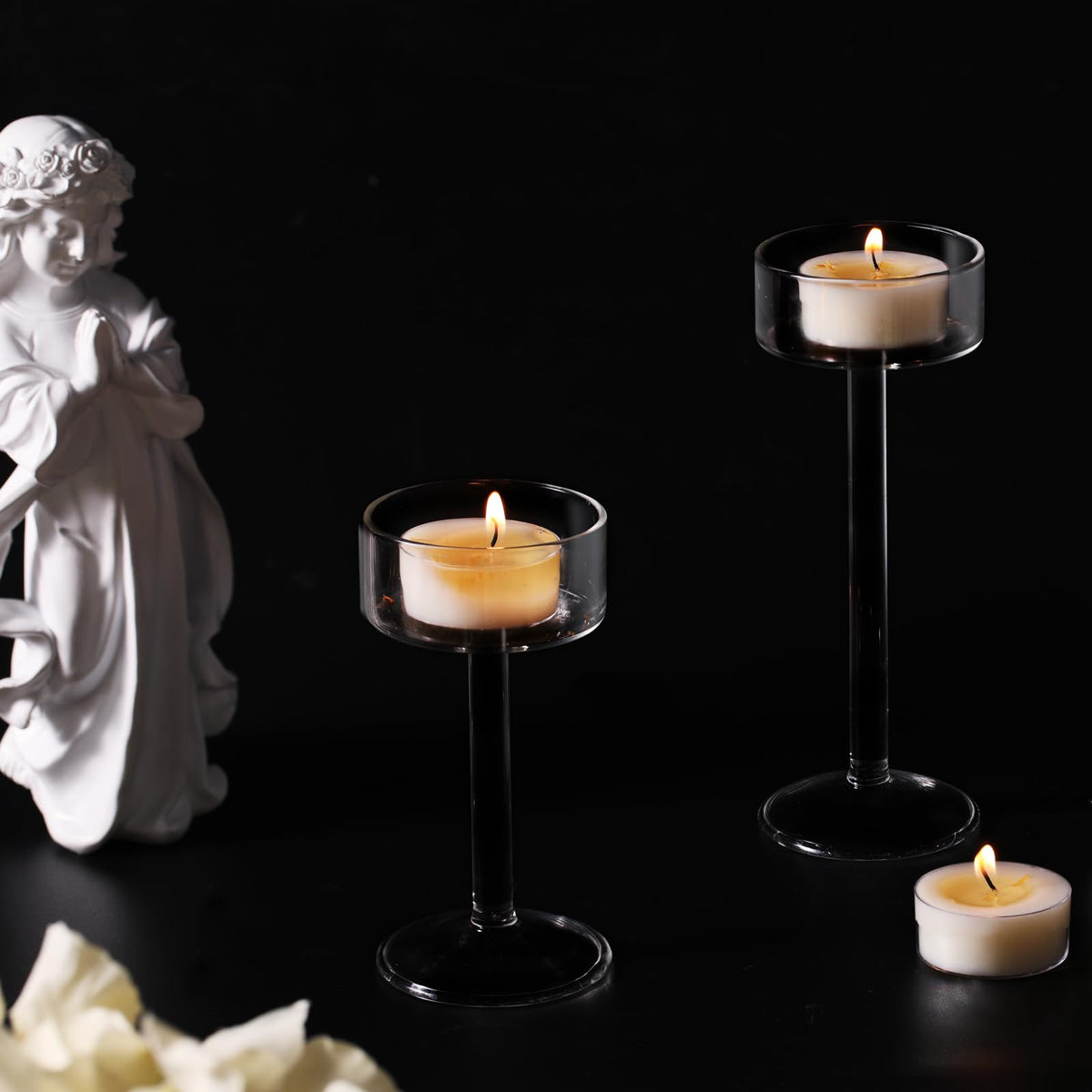 48Pcs Vanilla Scented Tealight Candles, Palm Wax White Tea Lights, 4h Long Burning Tea Light Candles with Dried Flowers for Holiday, Wedding, Spa, and Home Decoration
