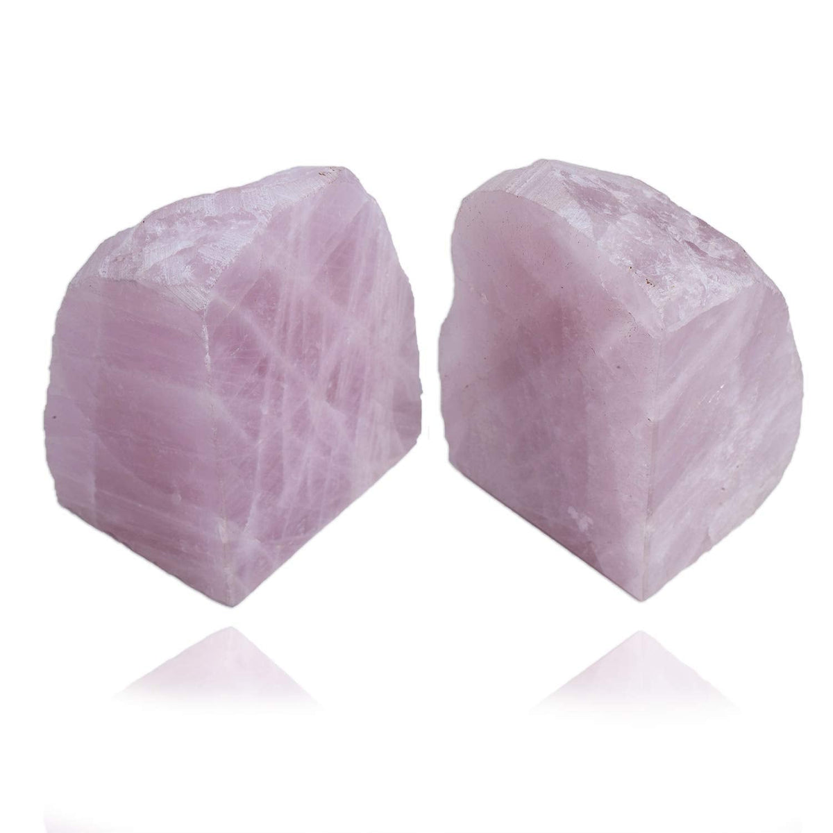AMOYSTONE Natural Agate Bookends 2-3 lbs & Rose Quartz Book Ends 3-4 lbs for Home Office