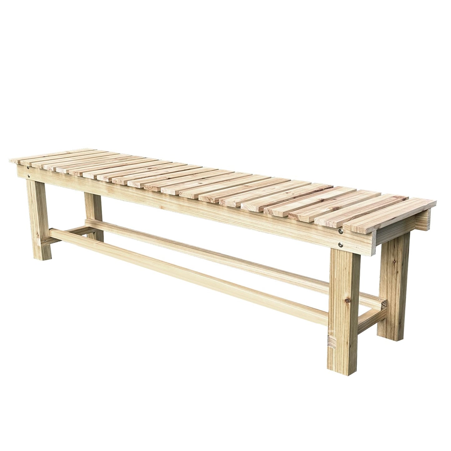 LSPYYDS Outdoor Garden Bench, 3-Person Wood Patio Bench Weatherproof Outdoor Backless Bench, Anti-Corrosion and Anti-Rust Garden Benches for Garden Lawn Porch Park Backyard (Natural,47.25''/120cm)