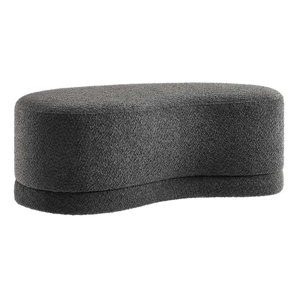 Modway Nimbus 48 Inch Curved Ottoman Bench in Cast Slate - Soft Fabric Chenille Ottoman - Versatile Bedroom Bench - Bouclé Footstool - Upholstered Coffee Table - Bedroom and Living Room Furniture