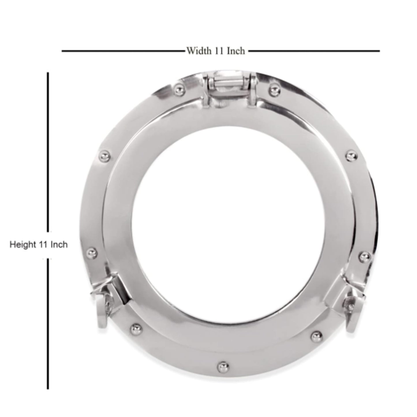 Handcrafted Trading Co. 11 Inch Nautical Porthole Mirror Chrome Finish – Decorative Rustic Accent Wall Mirror for Bathroom Living Room Bedroom Nautical Decor