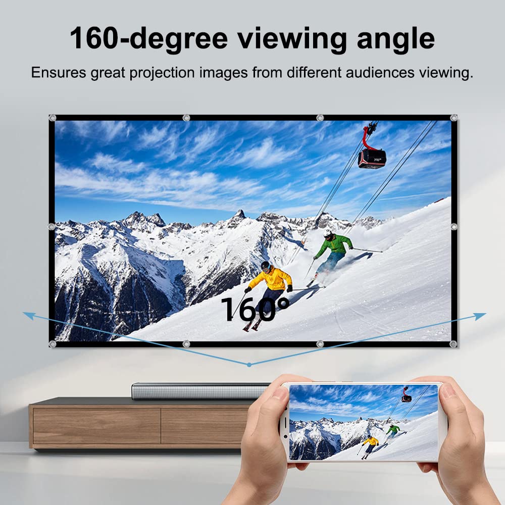 Projector Screen,HUANYINGBJB 4K 16:9 HD Rear Front Projector Screen Foldable Projection Screen Double-Sided Portable Outdoor Indoor Projector Screens for Movie Home Theater (120)