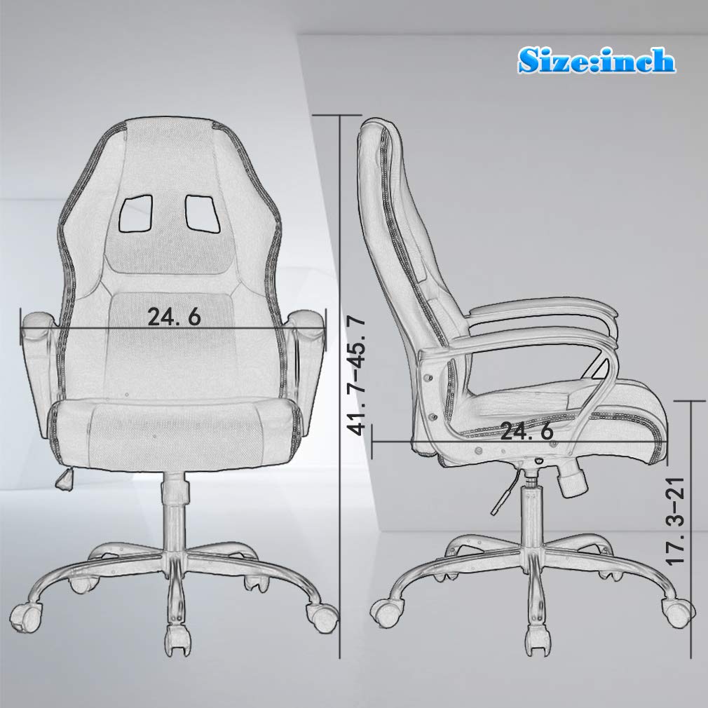 BestOffice Office Chair PC Gaming Chair Cheap Desk Chair Ergonomic PU Leather Executive Computer Chair Lumbar Support for Women, Men (White)