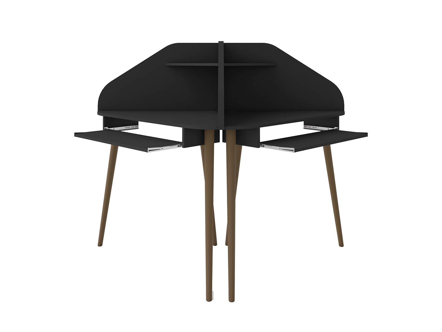 Manhattan Comfort Bradley Mid Century Modern Home Office Cubicle Section Study Desk, 2 Piece, Black