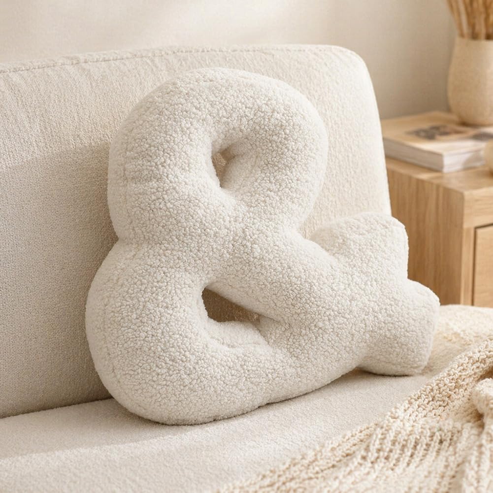 Shapeazy Letter Plush Pillow, Letter Hugging Throw Pillows, Decorative Initial Letter Shaped Throw Pillows for Bed Couch, Letter Pillows English Alphabet A to Z for Sofa Bedroom Living Room Decor (&)