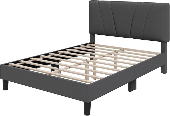 Novilla Queen Bed Frame with Headboard, Bed Frame Queen Size with Wood Slats