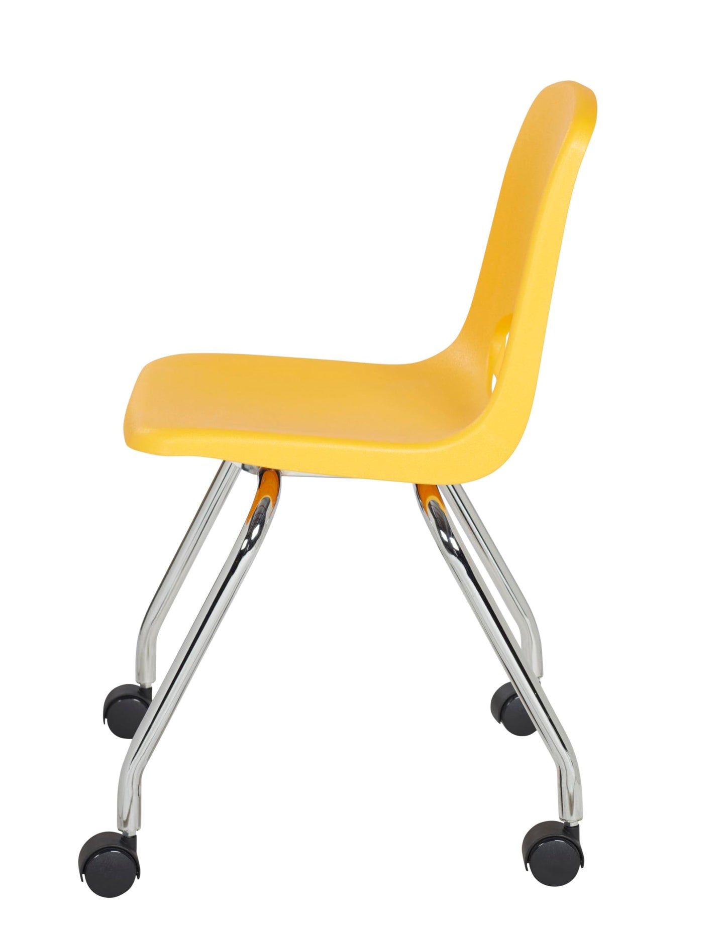 FDP 18" Mobile School Chair with Wheels for Kids, Teens and Adults Ergonomic Seat for in-Home Learning, Classroom or Office - Yellow (2-Pack)