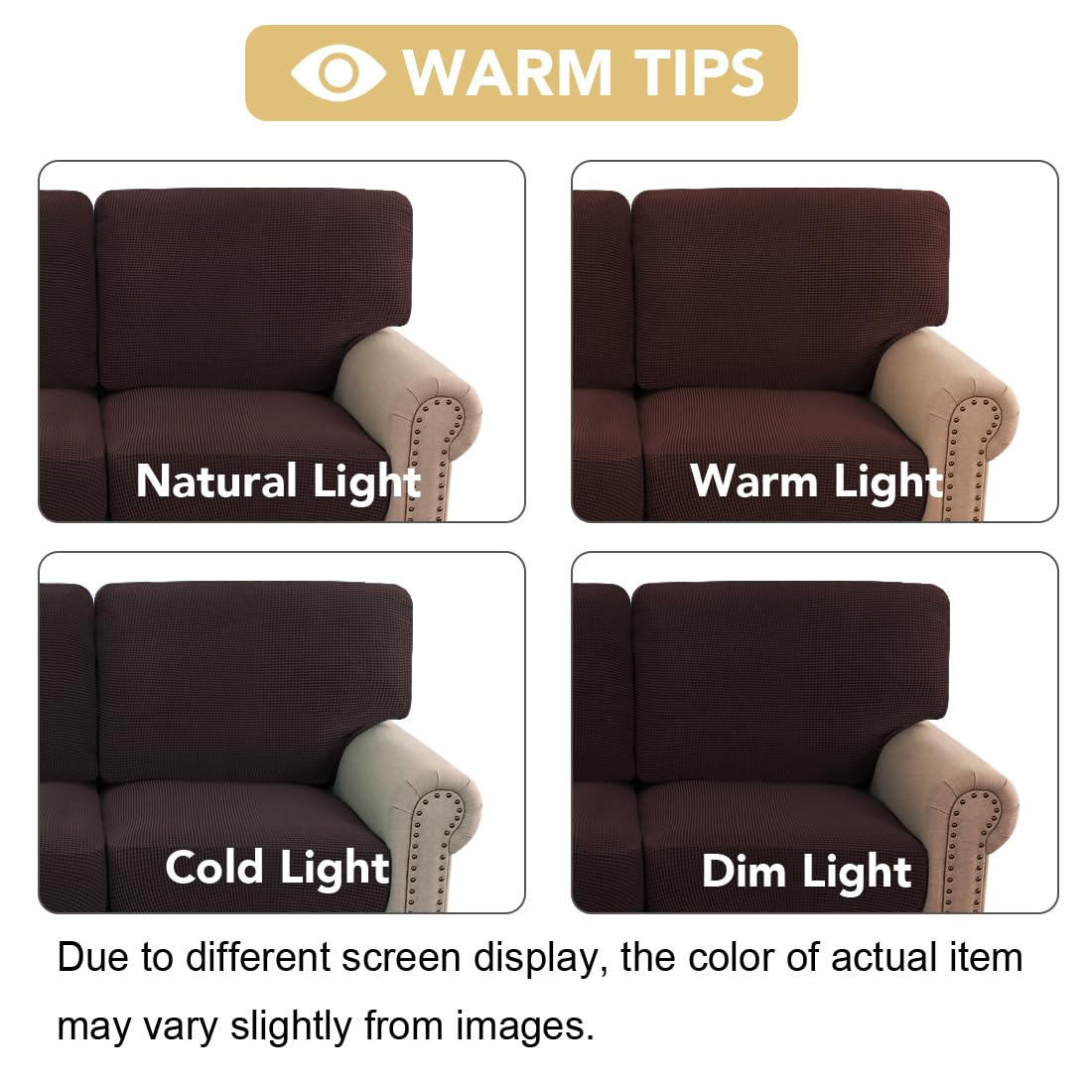 H.VERSAILTEX Multi-Pieces Sofa Slipcovers for 3 Seat Cushion Couch High Stretch Couch Cushion Covers Jacquard Textured Twill Fabric(3 Seat Covers Plus 3 Back Cushion Covers, Chocolate)