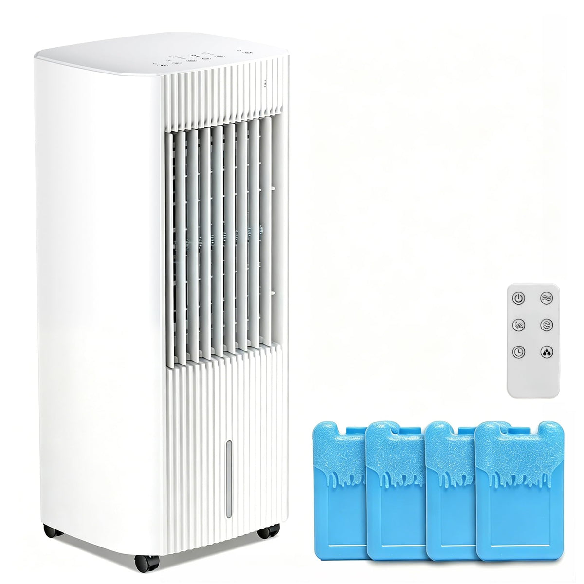 Electactic Portable Air Cooler,3 In 1 Swamp Cooler with Ice Packs,15H Timer,3 Speeds & Modes,Windowless AC for Apartments,Bedroom,Office,45dB Quiet,Pet-Friendly,White