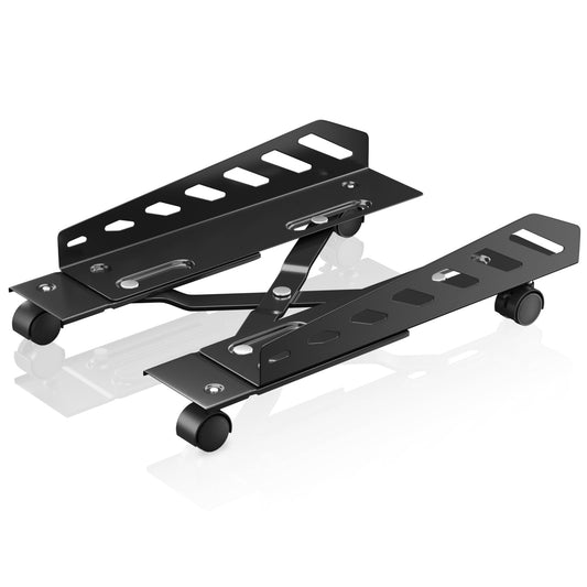 AGPTEK Adjustable CPU Stand, Steel Rolling Computer Tower Stand, Black