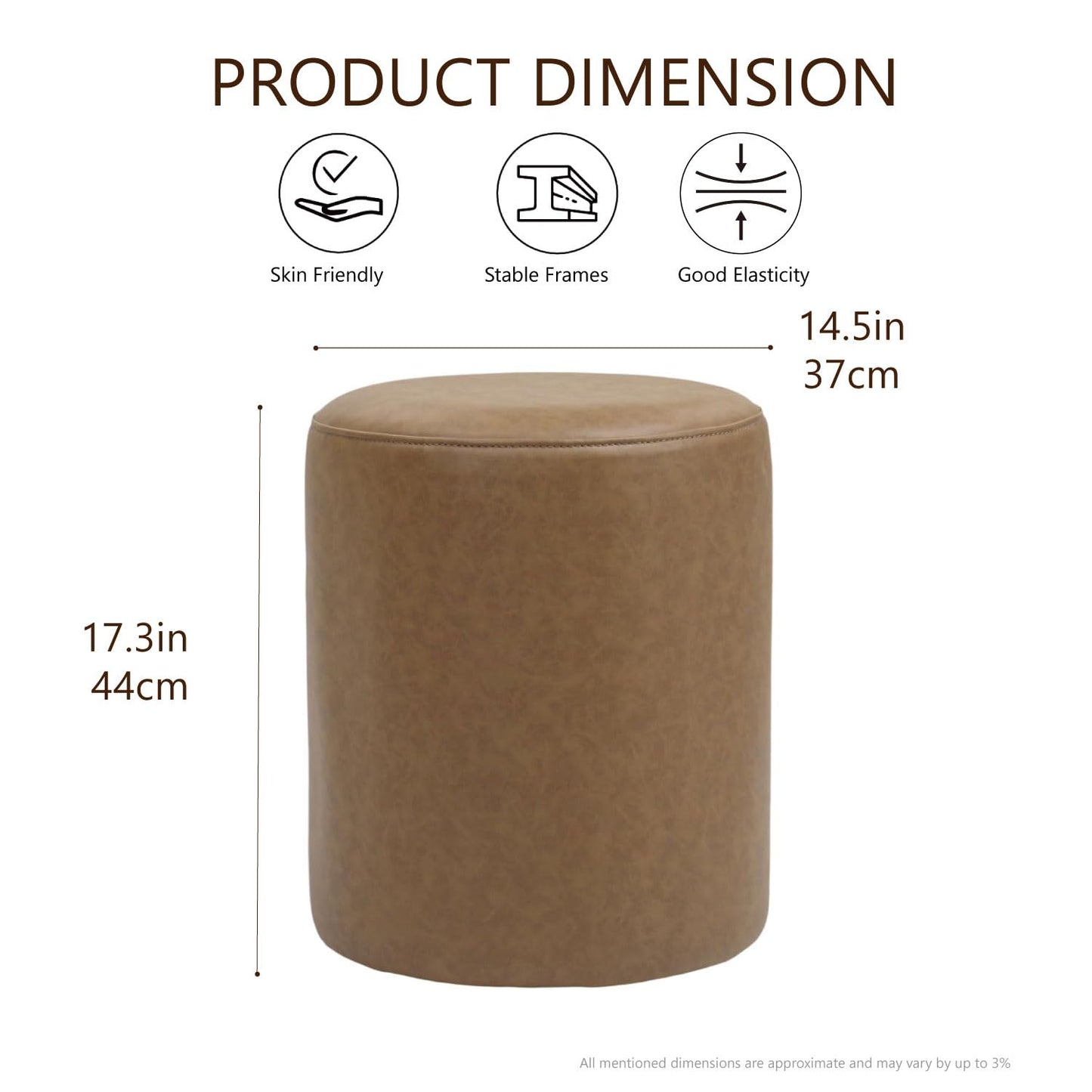 Get Set Style Modern Round Ottoman with Soft Padded Seat, Multifunctional Vanity Stool for Makeup, Upholstered Footrest Stool Ottoman Foot Stool for Living Room, Bedroom