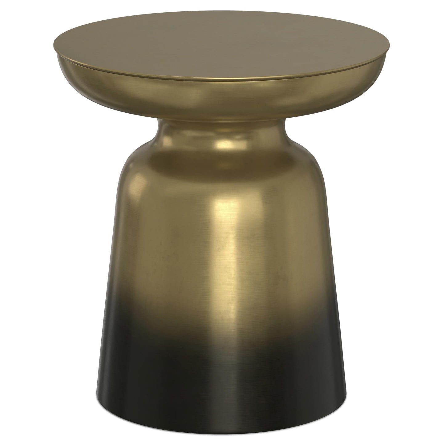 SIMPLIHOME Toby Metal Table - 17" Wide x 18" High Solid Iron Drum Accent Table in Gold and Black Ombre, Industrial Side or End Table for Living Room or Entryway with Sculptural Design, Assembled