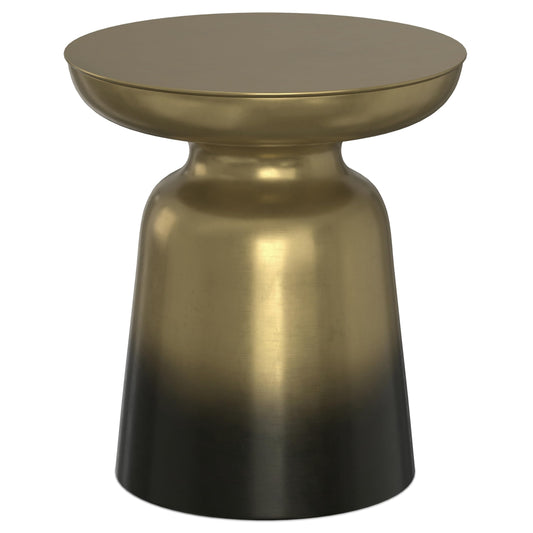SIMPLIHOME Toby Metal Table - 17" Wide x 18" High Solid Iron Drum Accent Table in Gold and Black Ombre, Industrial Side or End Table for Living Room or Entryway with Sculptural Design, Assembled