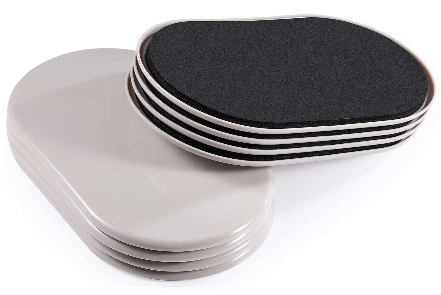 Large Furniture Sliders for Carpet & Hardwood Floors, 8 PCS 9-1/2" x 5-3/4" Oval Reusable Heavy Duty Furniture Movers Sliders, Easily and Safely Move Any Item, Beige