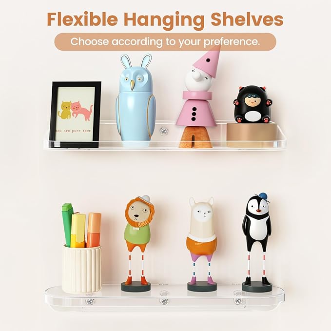 SpaceWhisper Floating Shelves for Wall, Living Room, Display Hanging Shelf
