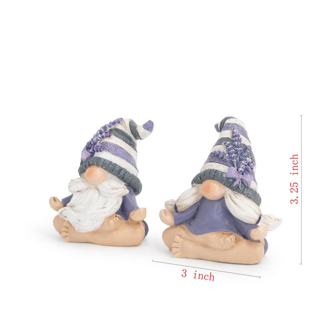 Hodao 2PCS Zen Lavender Meditation Gnomes Figurines Set- Yoga Themed Inspired Home Table & Shelf Decor for Relaxation & Serene Living Spaces Yoga Lavender Decor Retirement Gifts for Women