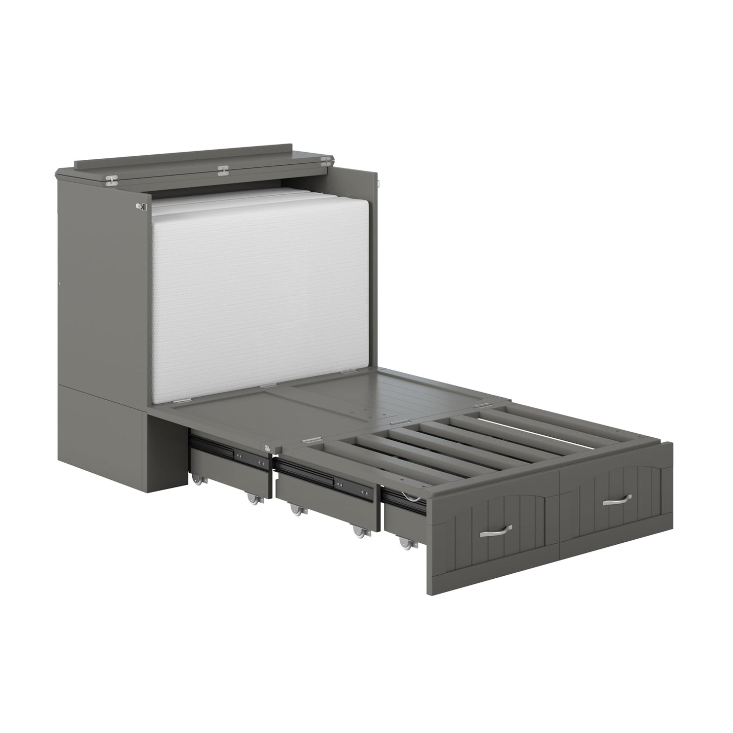 AFI, Southampton Murphy Bed Chest Twin XL with 6" Mattress, Storage Drawer & Built-in USB Charger, Grey