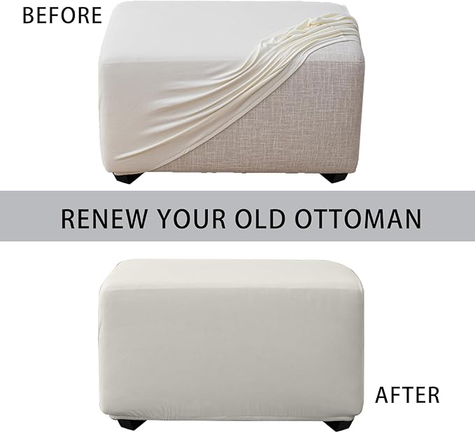 Super Stretch 40x40x15 inch Square Ottoman Cover- Soft Form Fit Ottoman Cover