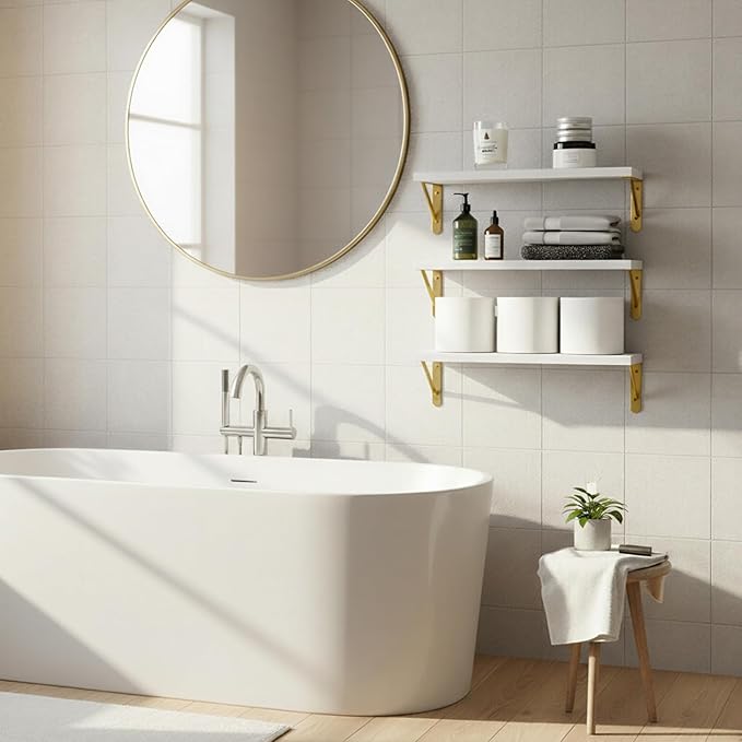 Fixwal Floating Shelves for Wall, Wood Wall Mounted Shelves for Bedroom