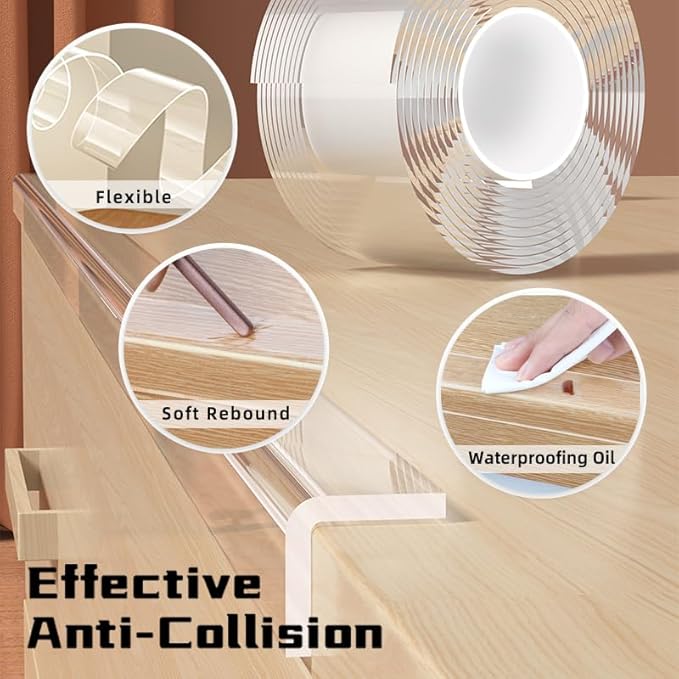 Clear Soft Corner Protectors for Furniture Strip, 2.6 in x 6.6 FT, Sharp Edge &