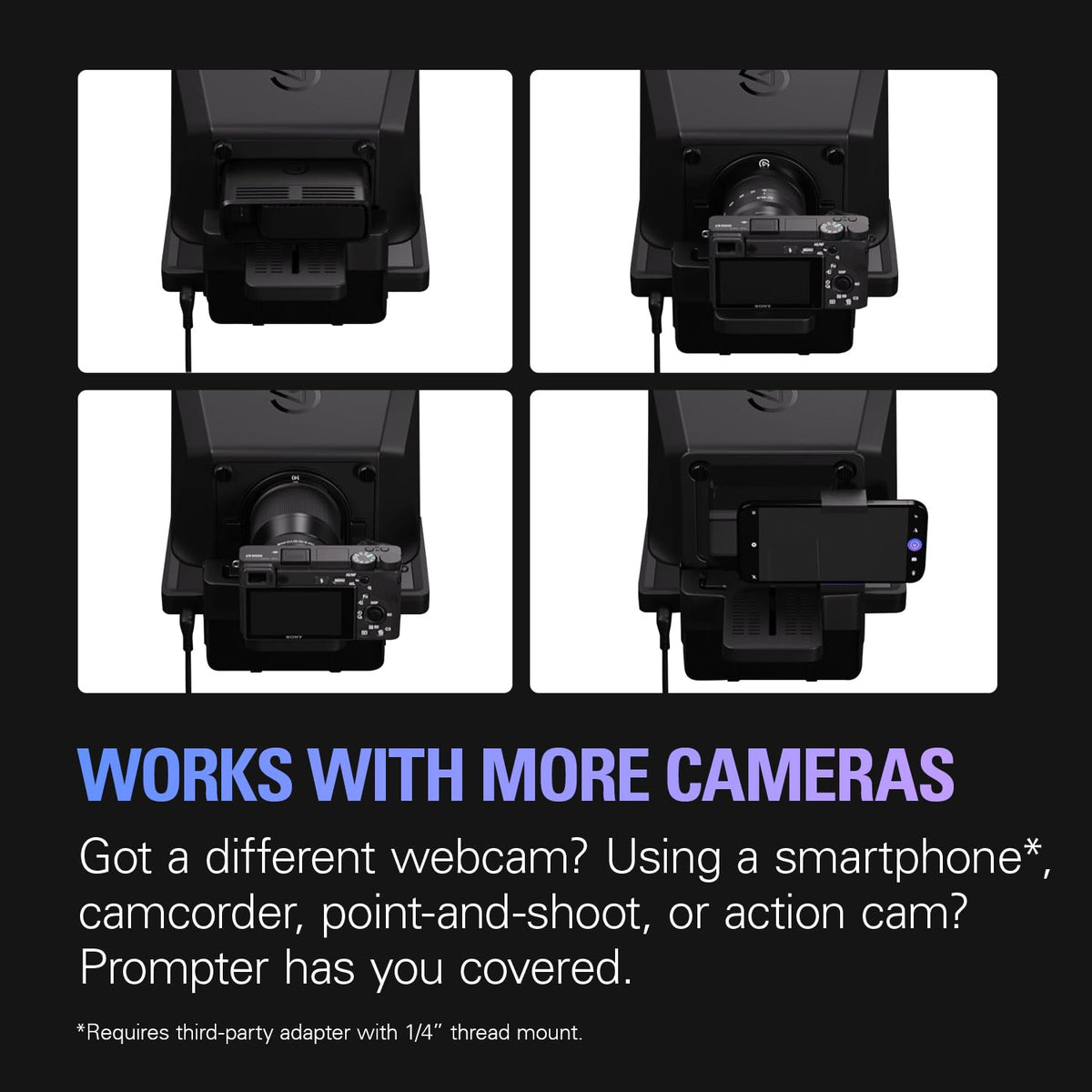 Elgato Prompter â€“ Teleprompter with Built-in Screen for YouTube, Twitch, Zoom and More, 1080 Pixels, Supports DSLR/Webcam/Smartphone, Drag & Drop Monitor Display, Works with Mac/PC & Stream Deck