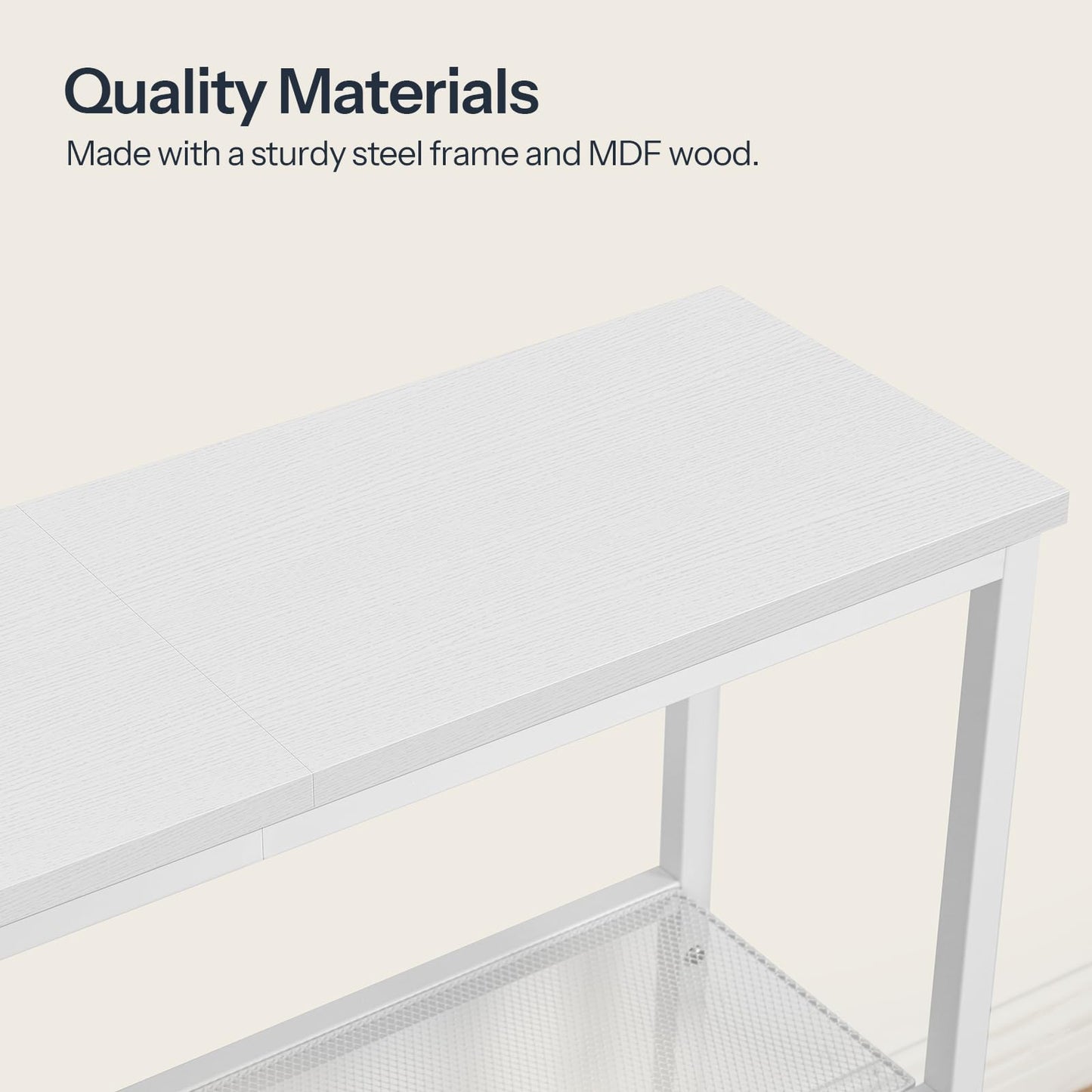 HOOBRO 29.5" Narrow Console Table, 3 Tier Entryway Table with Shelves, Thin Sofa Table, Behind Couch Table, Display Side Table, for Hallway, Entrance, Living Room, White WW73XG01