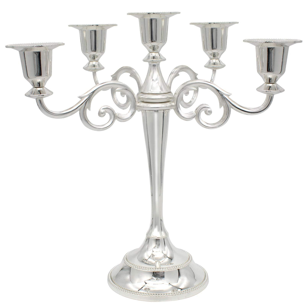 Dorlotou Metal Candelabra 5-Candle 10.1 Inch Tall Candle Holder Stick for Home Wedding Event and Party Festival,Silver