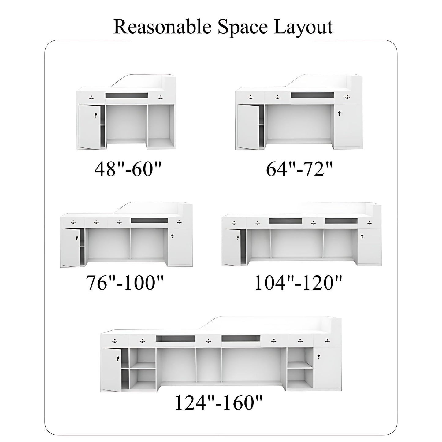 Modern Office Reception Desk with Hidden Mood Lighting, No Assembly Required, Customizable Logo, Spacious Storage, Solid Wood Construction, Retail Counter for Office & Boutique.