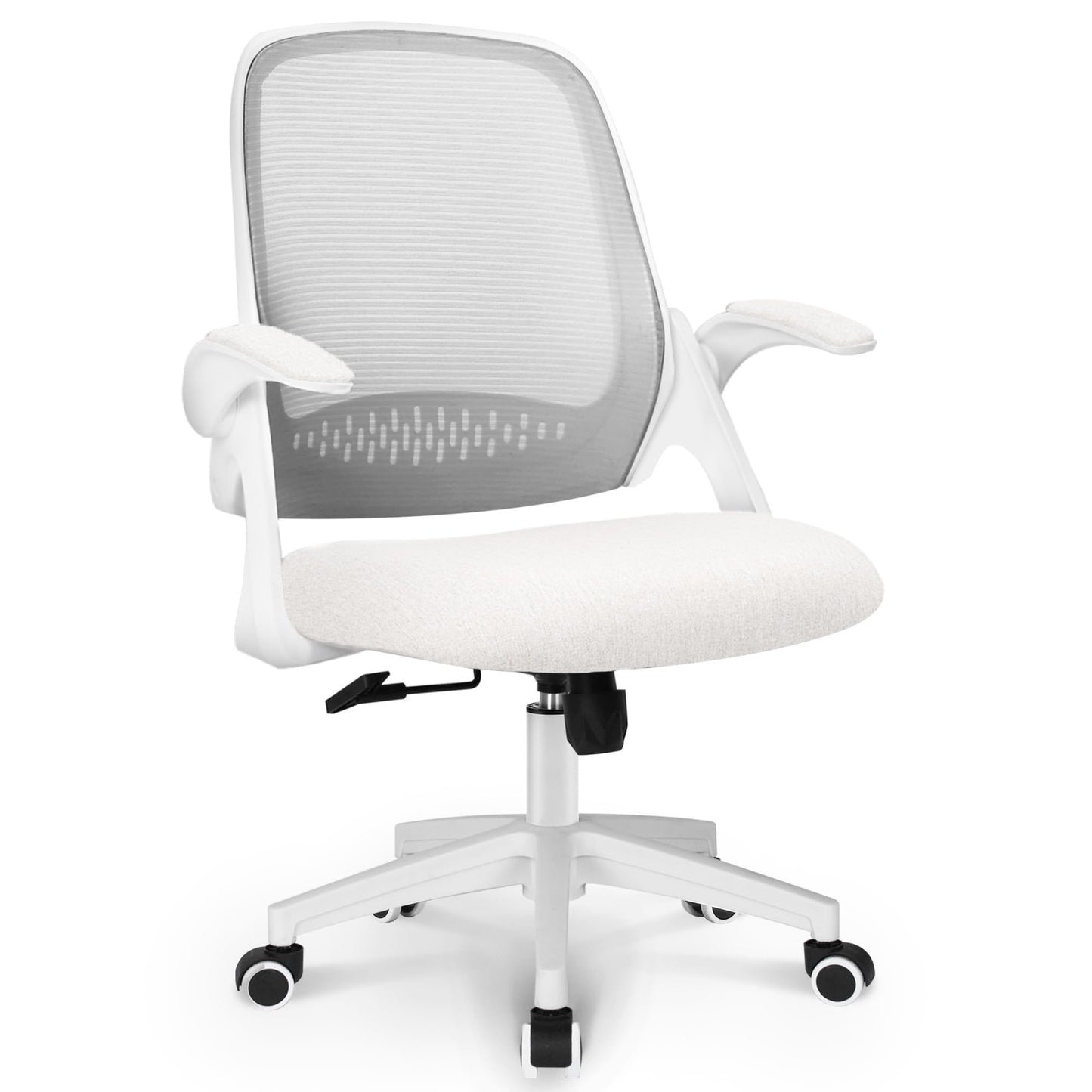 NEO CHAIR Office Desk Gaming Ergonomic Computer Chair with Lumbar Back Support Adjustable Height Swivel Rolling Wheels Flip-up Arms Mesh Chair for Home Vanity (Ivory)